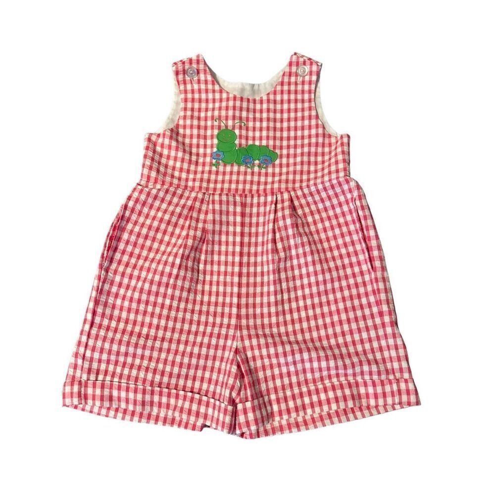 Kelly Kids Multicolor Gingham Caterpillar Crew Neck Sleeveless Romper Size 6